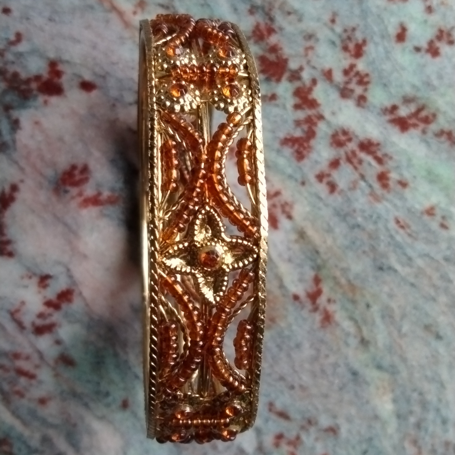 Cuff Bracelet Brown Gemstones In Gold 10$